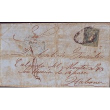 1857-H-11 ANT.7 CUBA SOBRE REMITIDO A HABANA CON BAEZA GUINES