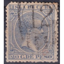 1891-1 CUBA ESPAÑA 1891 Ed.129. 20c MARCA POSTAL DE BARCO AMERICANO “12