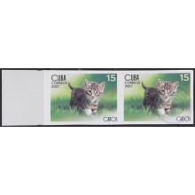 2007.128 CUBA 2007 MNH IMPERFORATED PROOF 15c CAT FELINE PAIR GATOS PAIR.