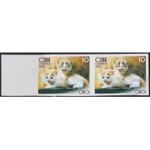 2007.130 CUBA 2007 MNH IMPERFORATED PROOF 10c CAT FELINE PAIR GATOS PAIR.