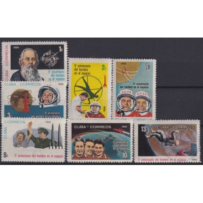 1966.145 CUBA 1966 MNH Ed.1321-27. V ANIV HOMBRE EN EL ESPACIO. COSMOS SPACE GAGARIN
