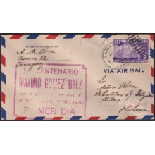 1936-FDC-104 CUBA FDC 5c AIR 1936 RED CANCEL CENT. MAXIMO GOMEZ. CAMAGUEY.