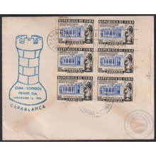 1951-FDC-181 CUBA FDC 1951 5c BLOCK 4 JOSE RAUL CAPABLANCA AJEDREZ CHESS BLOCK 6