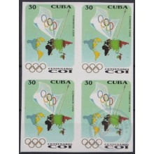 1994.304 CUBA 1994 30c COI OLYMPIC IMPERFORATED PROOF BLOCK 4 NO GUM