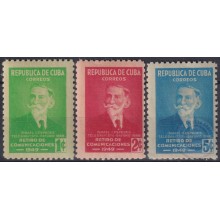 1949-241 CUBA REPUBLICA 1949 Ed.425-27 MNH RETIRO DE COMUNICACIONES ISMAEL CESPEDES.