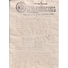 1815-PS-15 ESPAÑA SPAIN REVENUE SEALLED PAPER PAPEL SELLADO 1815 SELLO 4to HABILITADO.