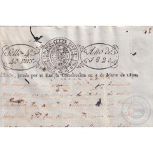 1820-PS-65 ESPAÑA SPAIN REVENUE SEALLED PAPER PAPEL SELLADO 1820 SELLO 4to HABILITADO.
