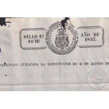 1837-PS-2 ESPAÑA SPAIN REVENUE SEALLED PAPER PAPEL SELLADO 1837 SELLO 4to HABILITADA LA CONSTITUCION.