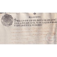 1648-PS-1 ESPAÑA SPAIN REVENUE SEALLED PAPER PAPEL SELLADO 1648 SELLO 4to.