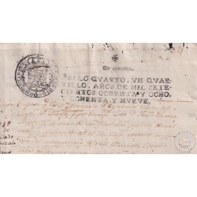 1789-PS-1 ESPAÑA SPAIN REVENUE SEALLED PAPER PAPEL SELLADO 1789 SELLO 4to.