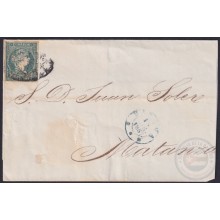 1856-H-67 CUBA SPAIN ANTILLES. 1/2r 1856 COVER TO HABANA ALZUGARAY BUSSINES MARK.