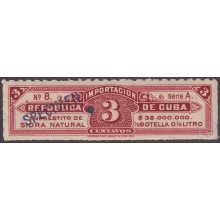 REP-458 CUBA REPUBLICA REVENUE SPECIMEN MNH. 3c LIQEUR VINO WINE BEVERAGE SIDRA.