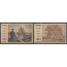 1962.194 CUBA 1962 Ed.922-23 MNH DIA DEL SELLO STAMPS DAY MARITIME MAIL SHIP