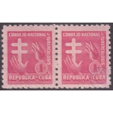1953-255 CUBA REPUBLICA MNH 1953 SEMIPOSTAL CONSEJO DE TUBERCULOSOS PAIR.