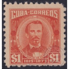 1954-238 CUBA REPUBLICA MH 1954 PATRIOTAS 1$ CARLOS MANUEL DE CESPEDES.
