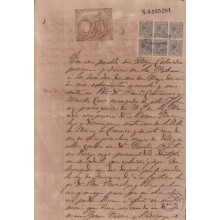 1890-UF-15 CUBA SPAIN (LG1937) 5c 1890 SEALLED PAPER WITH POST OFFICE STAMP REVENUE USE.